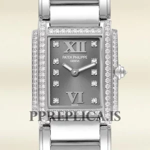 Replica Patek Philippe Twenty-4 27mm 4908/200G-001 Ladies Silver-tone Grey Dial