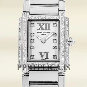 Replica Patek Philippe Twenty-4 4908/200G-011 27mm Ladies Quartz White Dial
