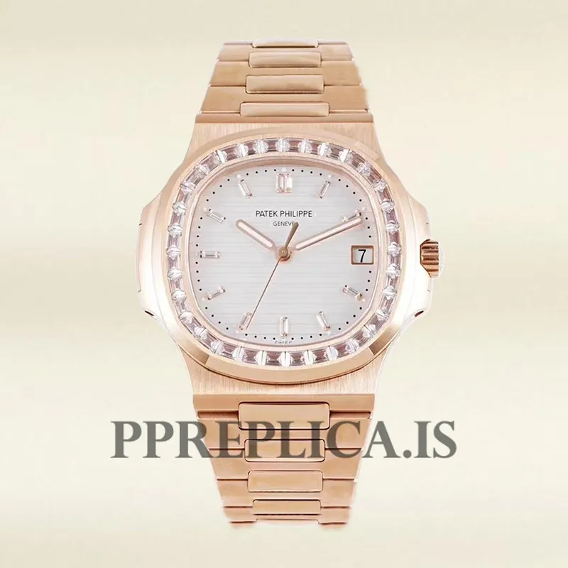 Replica Patek Philippe Nautilus 5711 40mm Men Rose Gold-tone White Dial - Image 2