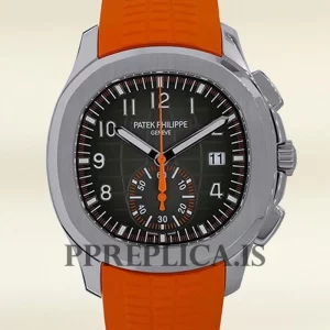 Fake Patek Philippe Aquanaut 42mm Men 5968A-001 Silver-tone Black Dial