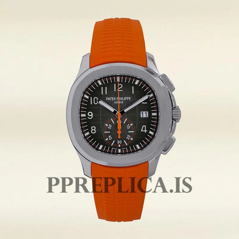 Fake Patek Philippe Aquanaut 42mm Men 5968A-001 Silver-tone Black Dial - Image 2