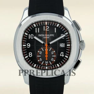 Fake Patek Philippe Aquanaut 5968A-002 Men 42mm Rubber Band Black Dial
