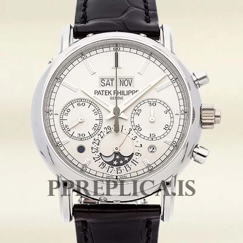 Replica Patek Philippe Grand Complications Men's 5204P-010 42mm White Dial Leather Strap
