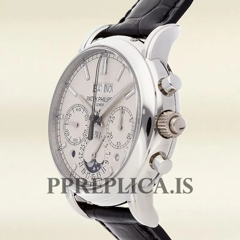 Replica Patek Philippe Grand Complications Men's 5204P-010 42mm White Dial Leather Strap - Image 4