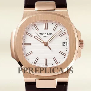 Replica Patek Philippe Nautilus 5711J-001 40mm Men's Rose Gold-tone White Dial