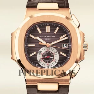 Fake Patek Philippe Nautilus Men's 40mm 5980R-001 Automatic Leather Strap