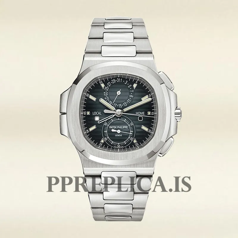 Fake Patek Philippe Nautilus 5990/1A-011 Men's 42mm Silver-tone Blue Dial - Image 2