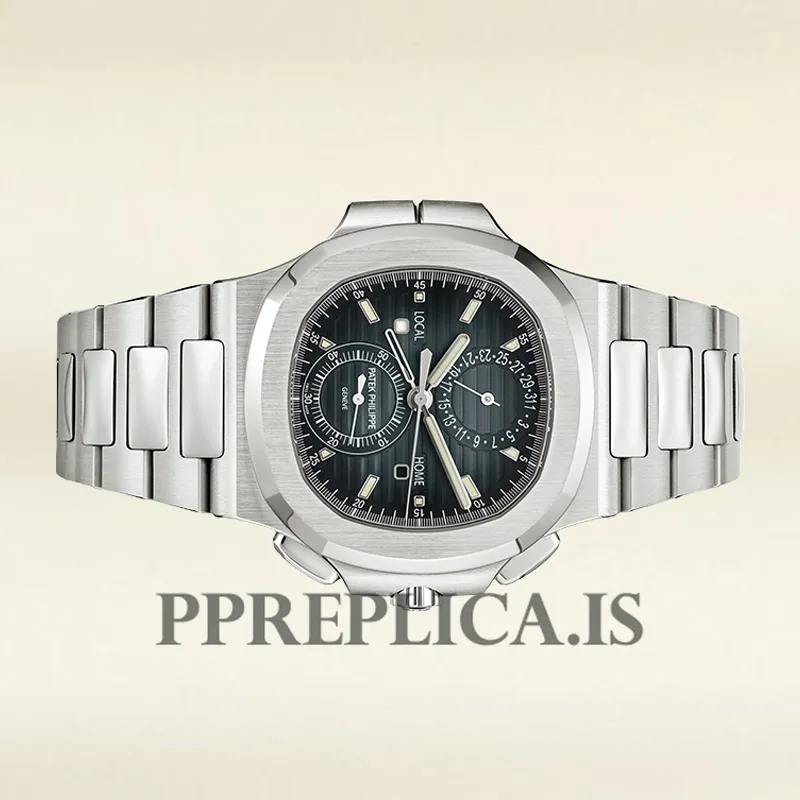 Fake Patek Philippe Nautilus 5990/1A-011 Men's 42mm Silver-tone Blue Dial - Image 3
