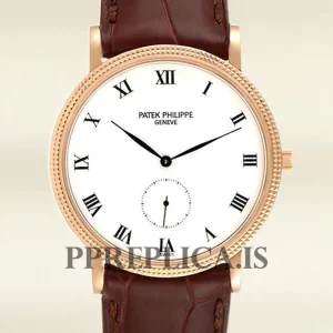 Fake Patek Philippe Calatrava 40mm 3919R Men's White Dial Leather Strap