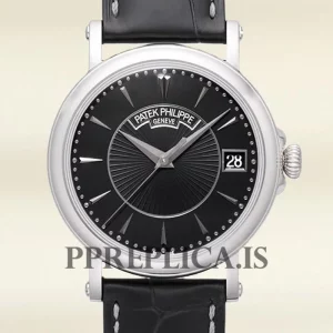 Fake Patek Philippe Calatrava 40mm 5153G-001 Men's Leather Strap