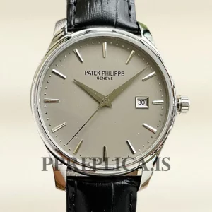 Fake Patek Philippe Calatrava 40mm 5227G-001-1 Men's Leather Strap