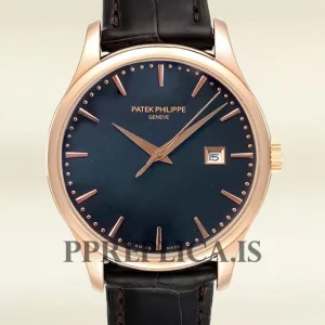 Fake Patek Philippe Calatrava 40mm Men's 5227R-001-2 Black Dial Leather Strap