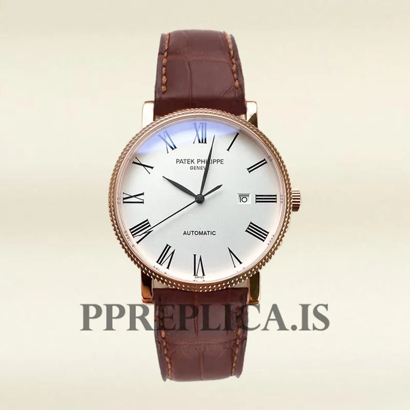 Patek Philippe Replica Calatrava CalatravaWRL007 40mm Men's Rose Gold-tone Leather Strap - Image 2
