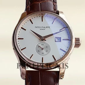 Patek Philippe Replica Calatrava CalatravaWSL017 Men's 40mm Rose Gold-tone Leather Strap