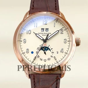 Patek Philippe Replica Grand Complications GrandWAL018 40mm Men's White Dial Leather Strap