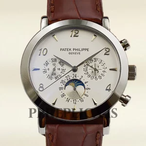 Patek Philippe Replica Grand Complications 40mm GrandWSL021 Men's White Dial Leather Strap