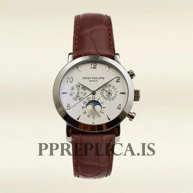 Patek Philippe Replica Grand Complications 40mm GrandWSL021 Men's White Dial Leather Strap - Image 2