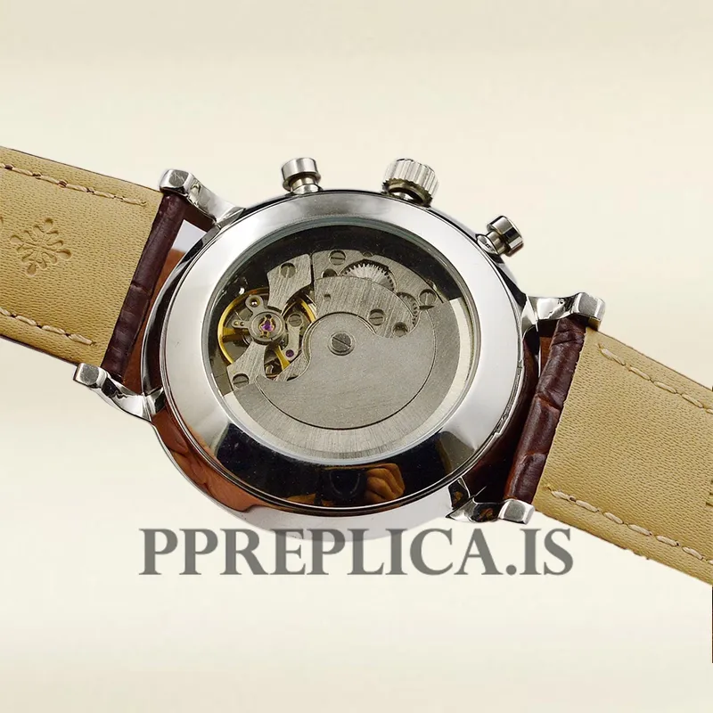 Patek Philippe Replica Grand Complications 40mm GrandWSL021 Men's White Dial Leather Strap - Image 4